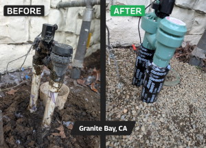 Sprinkler pipe repaired by Loose Dirt in granite bay